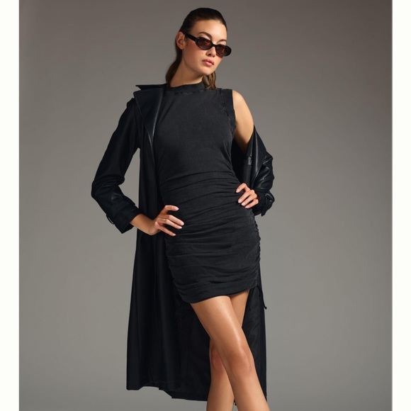 DAILY PRACTICE BY ANTHROPOLOGIE SLEEVELESS RUCHED MINI DRESS - Picture 2 of 11